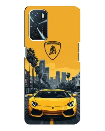 Чохол для OPPO A16 з картинкою «Жовтий Lamborghini місто»