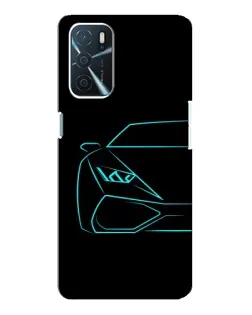 Чохол для OPPO A16 з картинкою «Блакитний силует Lamborghini»