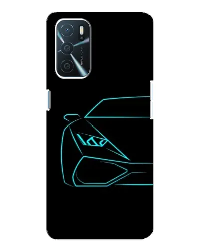 Чохол для OPPO A16 з картинкою «Блакитний силует Lamborghini»