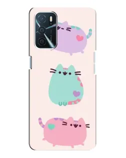 Чохол для OPPO A16 з картинкою «Pusheen тріо»