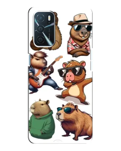 Чохол для OPPO A16 з картинкою «Круті капібари музиканти»