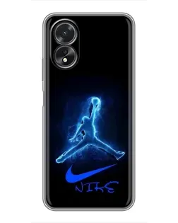 Чехол для OPPO A17 с картинкой «Jordan Neon Blue» Чехол для OPPO A17 с картинкой «Jordan Neon Blue»