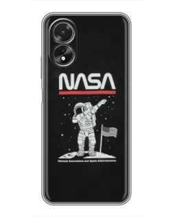 Чехол для OPPO A17 с картинкой «NASA — шагаем по Луне»