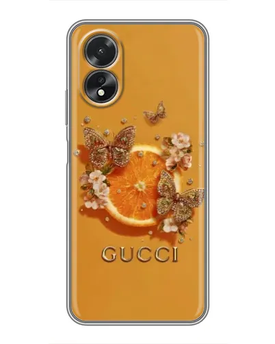 Чехол для OPPO A17 с картинкой «Gucci — золотые бабочки» Чехол для OPPO A17 с картинкой «Gucci — золотые бабочки»