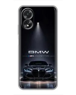 Чехол для OPPO A17 с картинкой «BMW сквозь ночной город»