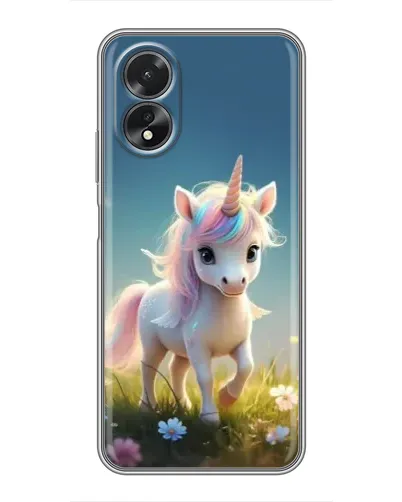 Чехол для OPPO A17 с картинкой «Единорог на поляне»