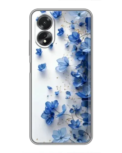 Чехол для OPPO A17 с картинкой «Голубой цветочный каскад»