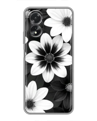 Чехол для OPPO A17 с картинкой «Монохромные астры»