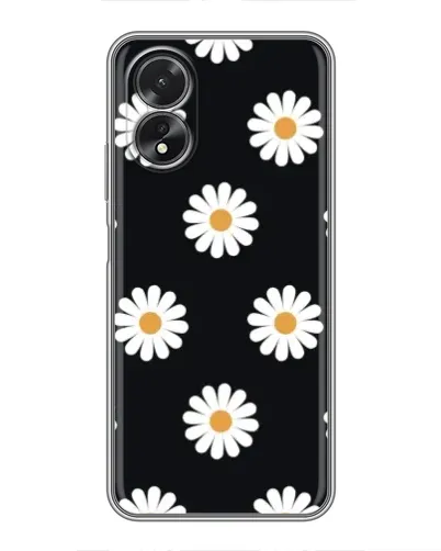 Чехол для OPPO A17 с картинкой «Ромашки на черном»
