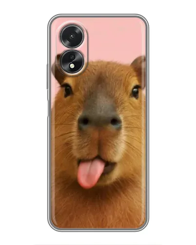 Чехол для OPPO A17 с картинкой «Капибара с языком»
