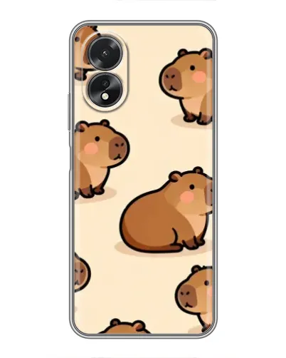 Чехол для OPPO A17 с картинкой «Паттерн милых капибар»
