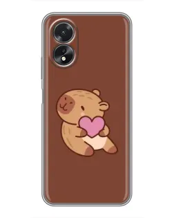 Чехол для OPPO A17 с картинкой «Капибара с сердцем»
