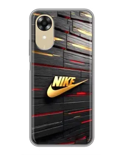Чехол для OPPO A17k с картинкой «Золотой Nike на металле»