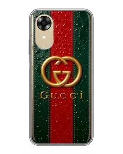 Чохол для OPPO A17k з картинкою «Gucci — фірмова смуга та золото»