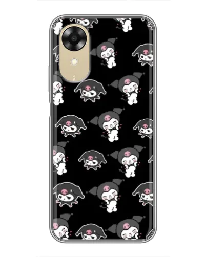 Чехол для OPPO A17k с картинкой «Черный паттерн Kuromi»
