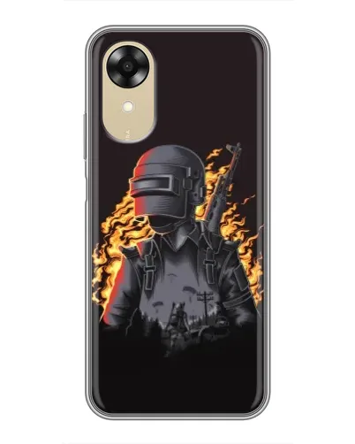 Чохол для OPPO A17k з картинкою «PUBG — вогняний силует»