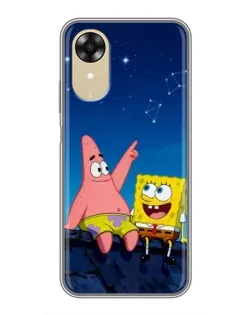 Чохол для OPPO A17k з картинкою «Губка Боб та Патрік вночі»