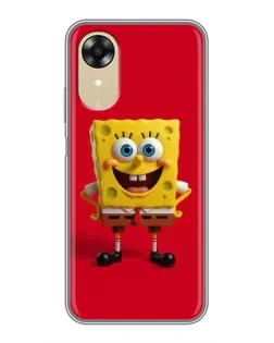 Чохол для OPPO A17k з картинкою «Спанч Боб на червоному»