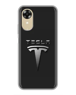Чохол для OPPO A17k з картинкою «Сталевий логотип Tesla»