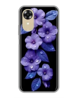 Чехол для OPPO A17k с картинкой «Фиолетовые цветы с росою»
