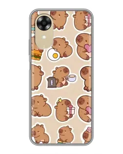 Чехол для OPPO A17k с картинкой «Капибары паттерн»