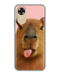Чехол для OPPO A17k с картинкой «Капибара с языком»