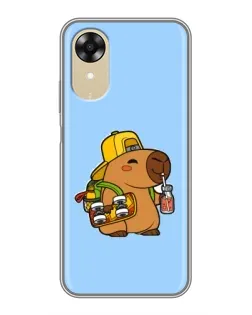 Чехол для OPPO A17k с картинкой «Капибара на скейте»