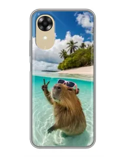 Чехол для OPPO A17k с картинкой «Капибара на море»