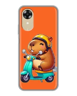 Чехол для OPPO A17k с картинкой «Капибара на скутере»