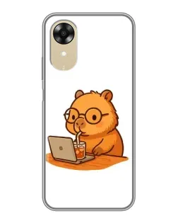 Чехол для OPPO A17k с картинкой «Капибара с ноутбуком»