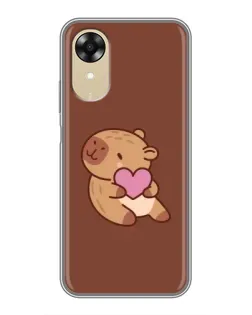 Чехол для OPPO A17k с картинкой «Капибара с сердцем»