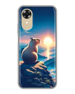 Чехол для OPPO A17k с картинкой «Закат солнца с капибарой»