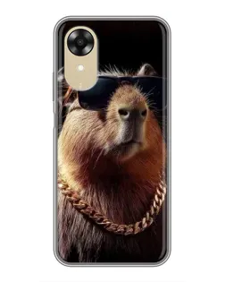 Чехол для OPPO A17k с картинкой «Капибара золотая цепь»