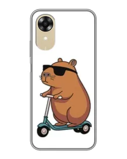 Чехол для OPPO A17k с картинкой «Капибара на самокате»