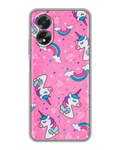 Чехол для OPPO A18 с картинкой «Unicorn паттерн розовый»