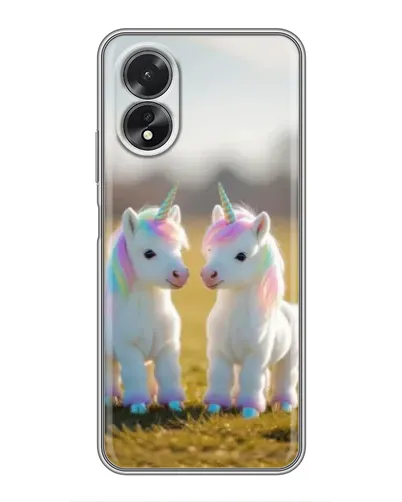 Чехол для OPPO A18 с картинкой «Пара единорогов»