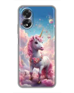 Чехол для OPPO A18 с картинкой «Единорог среди облаков»