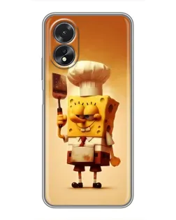 Чохол для OPPO A18 з картинкою «Губка Боб кухар»