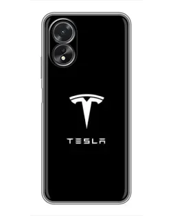 Чохол для OPPO A18 з картинкою «Tesla White Logo» Чохол для OPPO A18 з картинкою «Tesla White Logo»