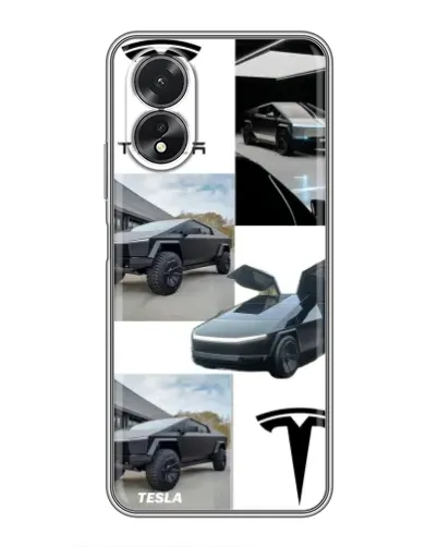 Чохол для OPPO A18 з картинкою «Колаж Cybertruck Tesla»