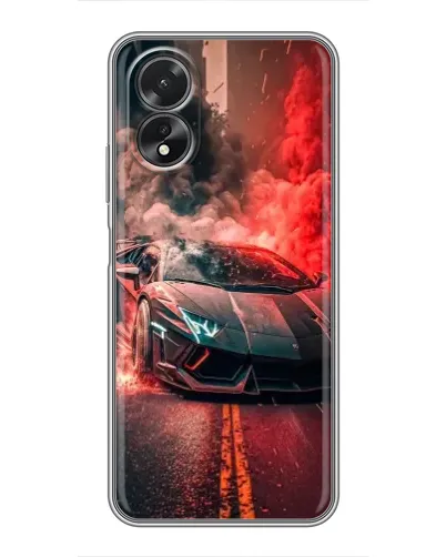Чехол для OPPO A18 с картинкой «Lamborghini красный дым»