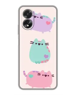 Чохол для OPPO A18 з картинкою «Pusheen тріо»