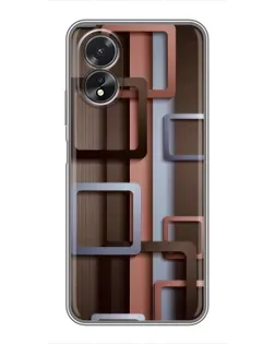 Чохол для OPPO A18 з картинкою «Коричневі об'ємні квадрати»