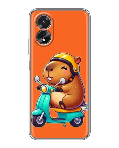 Чохол для OPPO A18 з картинкою «Капібара на скутері»