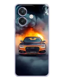 Чехол для OPPO A3 с картинкой «Audi в огненном дыму»