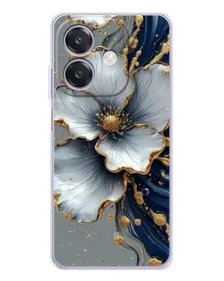 Чехол для OPPO A3 с картинкой «Белый цветок и золотой флюид» Чехол для OPPO A3 с картинкой «Белый цветок и золотой флюид»