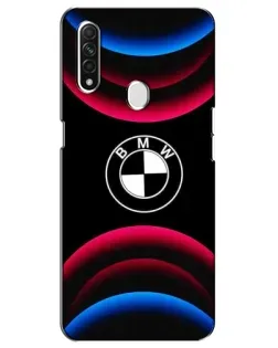 Чехол для OPPO A31 с картинкой «Логотип BMW и неоновые дуги»