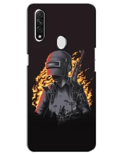 Чехол для OPPO A31 с картинкой «PUBG — огненный силуэт»