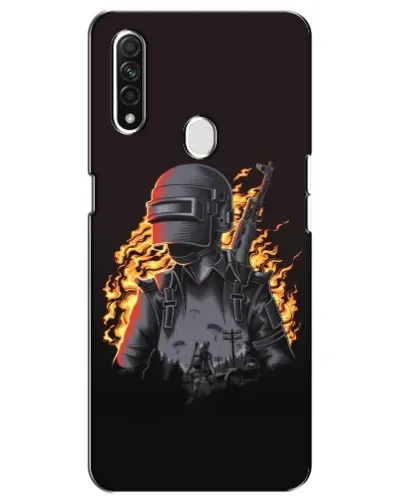 Чехол для OPPO A31 с картинкой «PUBG — огненный силуэт»