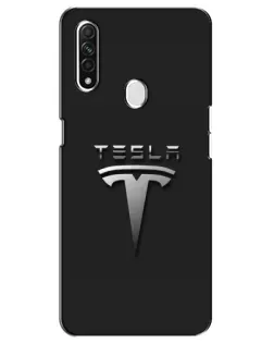 Чехол для OPPO A31 с картинкой «Стальной логотип Tesla»